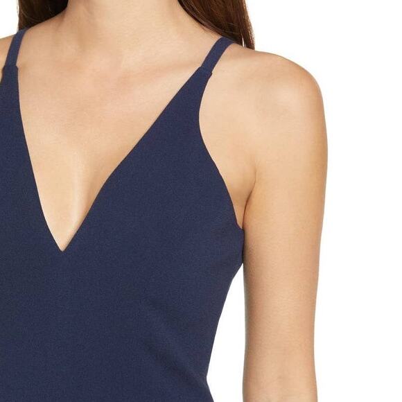 Dress the Population Iris Slit Crepe Gown Women's XS Navy Blue Sleeveless NWOT - Picture 11 of 13